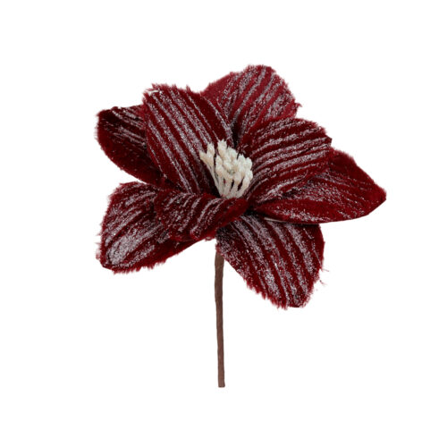 Yılbaşı Süsü Simli Çiçek Kadife (20 CM)