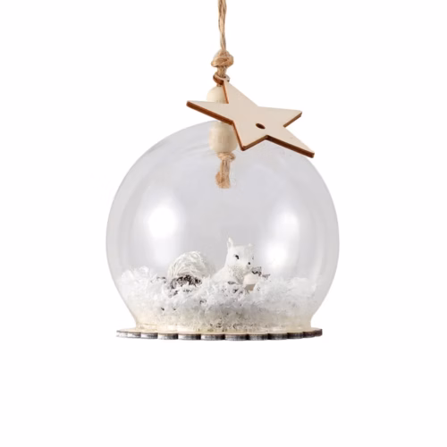 Cam Yılbaşı Süsü Küre Sincap White