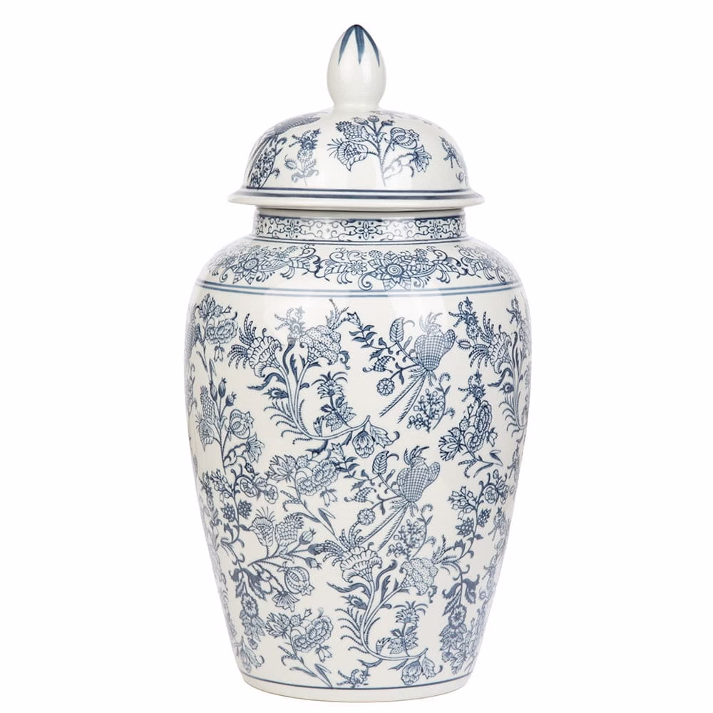 Bleu Blanc Kapaklı Vazo (43,5cm)