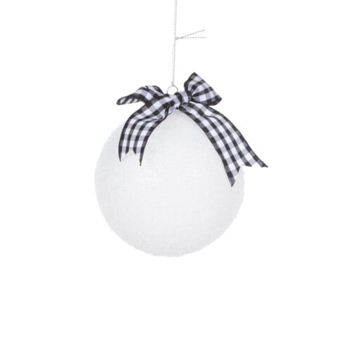 Siyah Beyaz Kurdeleli Yılbaşı Topu (10cm)