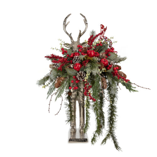 Metal Geyikli Yuvarlak Aranjman (80 CM)