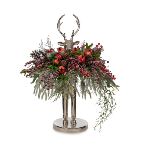 Metal Geyikli Oval Aranjman (85 CM)