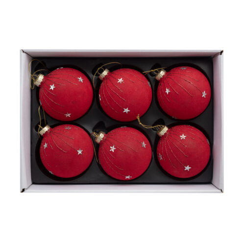 6 Lı Yılbaşı Süsü Cam Top (8 CM)