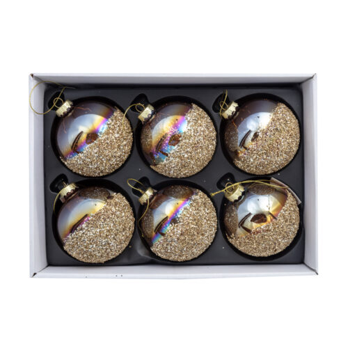 6 Lı Yılbaşı Süsü Cam Top (8 CM)