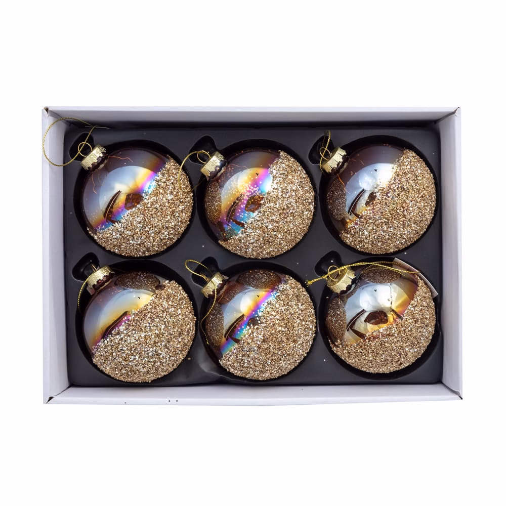 6 Lı Yılbaşı Süsü Cam Top (8 CM)