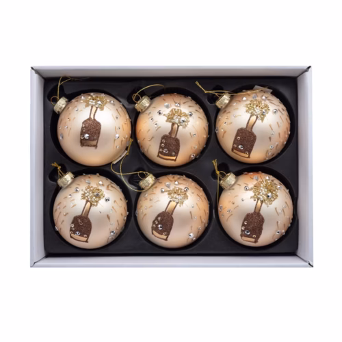 6 Lı Yılbaşı Süsü Cam Top (8 CM)