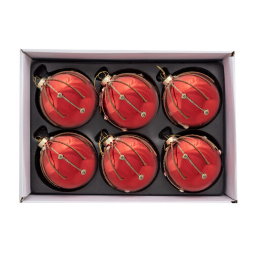 6 Lı Yılbaşı Süsü Cam Top (8 CM)