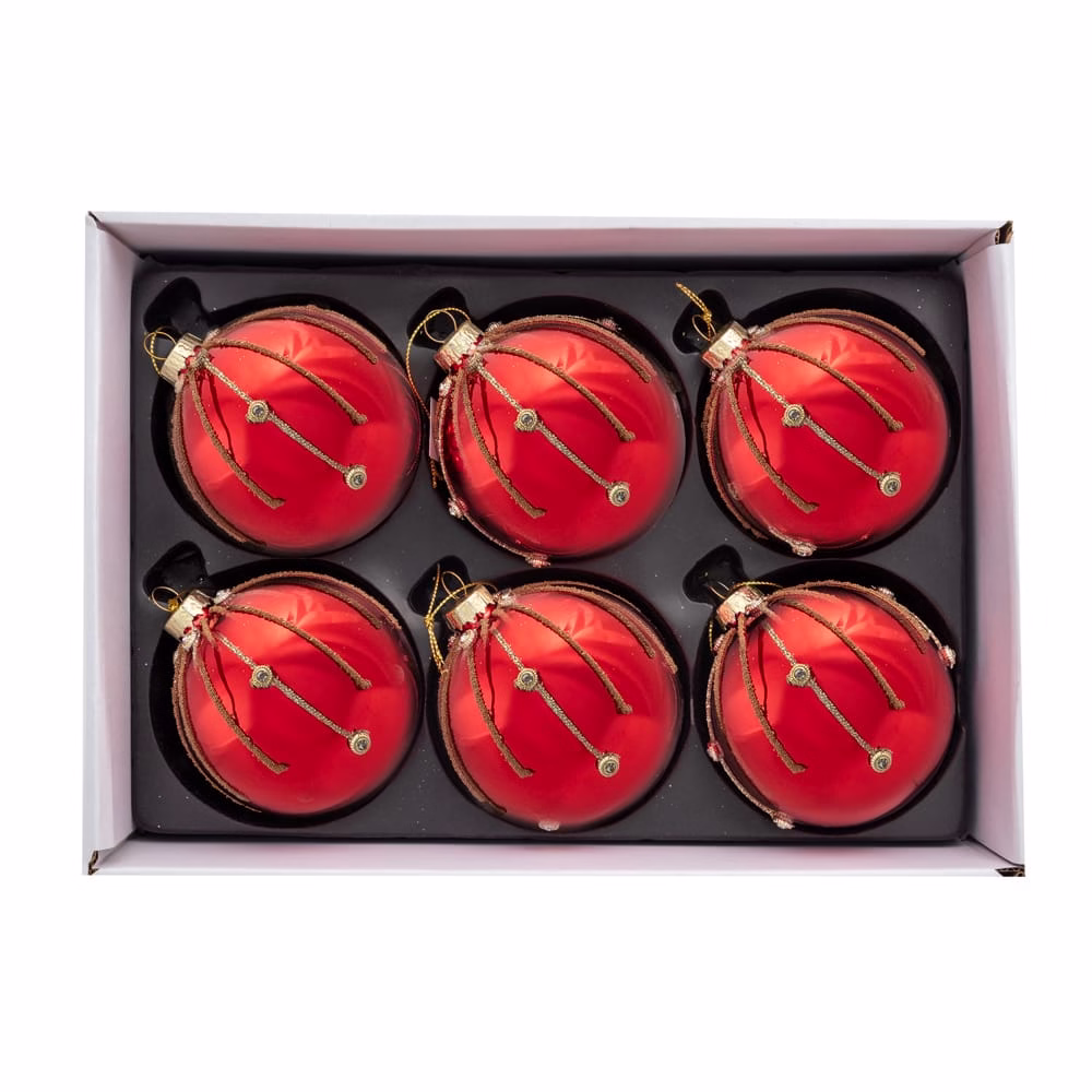 6 Lı Yılbaşı Süsü Cam Top (8 CM)