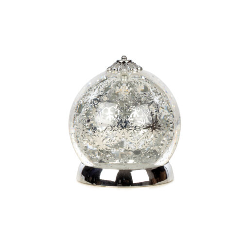 Spinning Globe Led Lights Silver (14 CM)