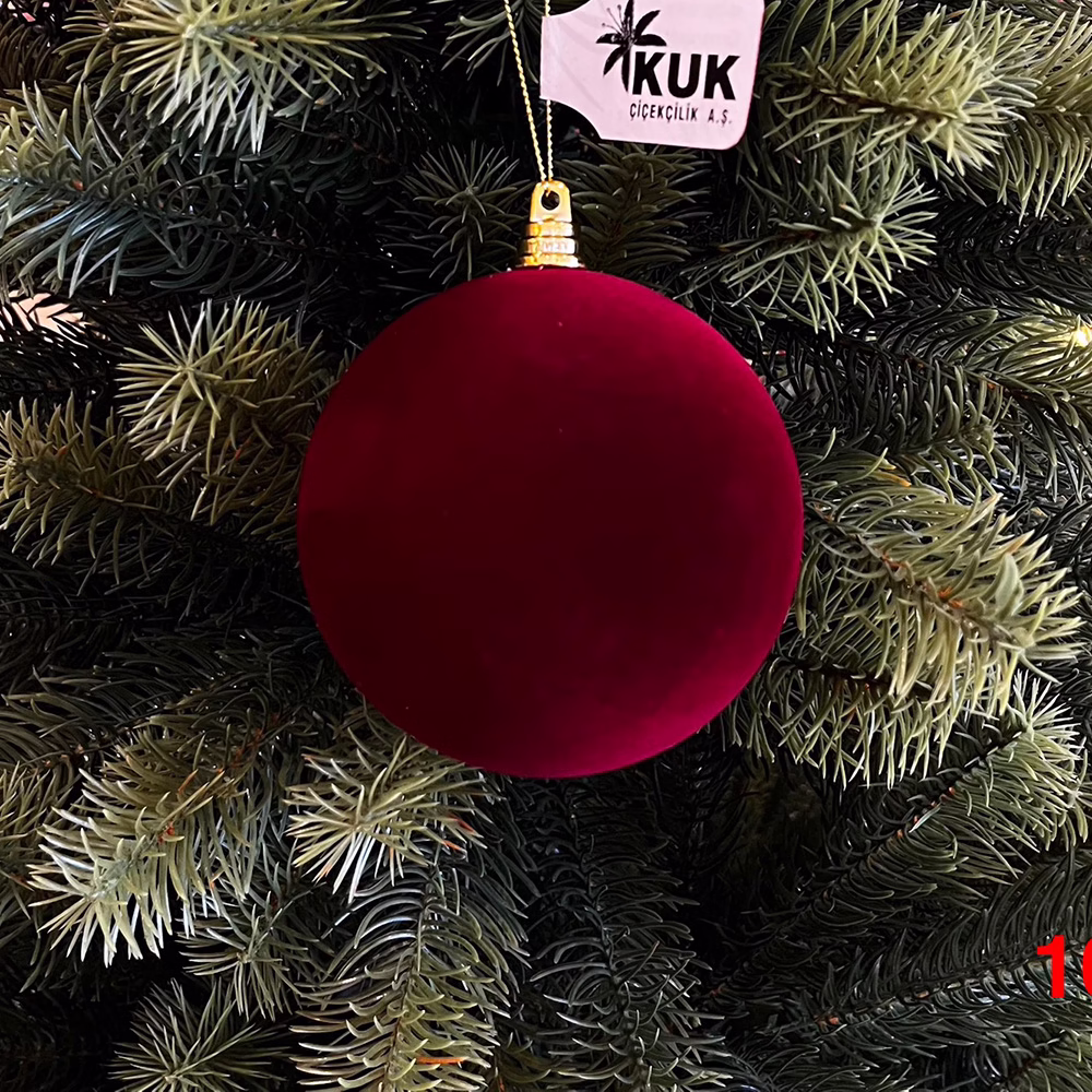 Yılbaşı Ağaç Süsü Kadife Top Burgundy (10 CM) - Görsel 2