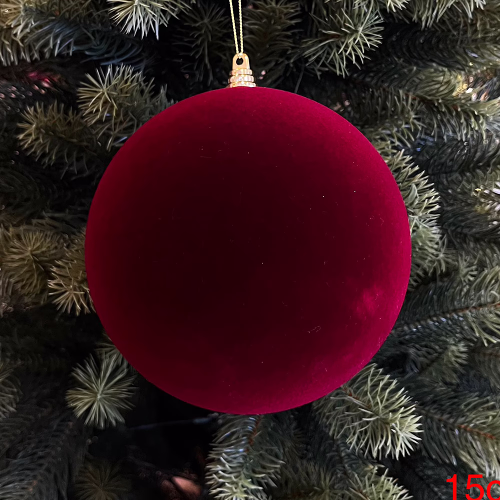 Yılbaşı Süsü Burgundy Kadife Top (15 CM) - Görsel 2