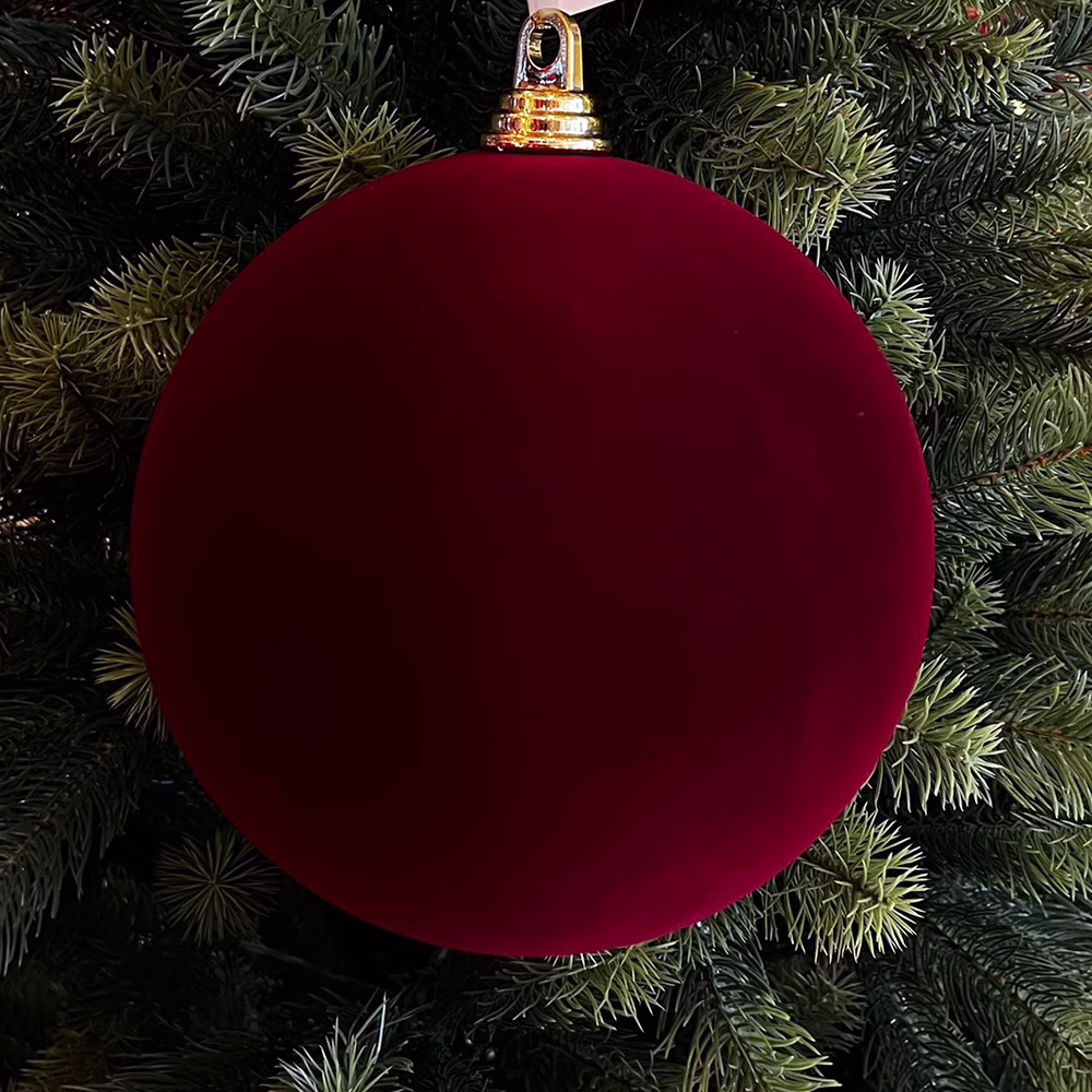 Yılbaşı Süsü Burgundy Kadife Top (20 CM) - Görsel 2