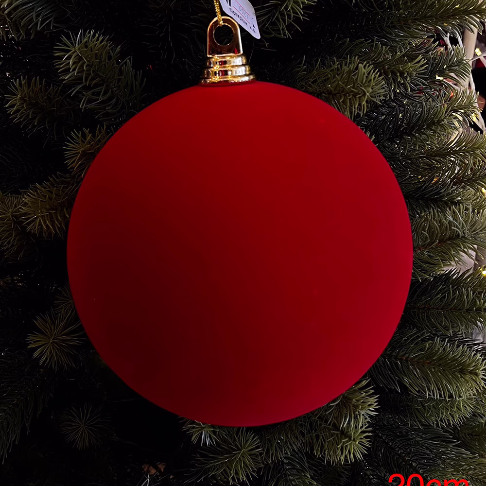 Yılbaşı Ağaç Süsü Kadife Top Dark Red (20 CM) - Görsel 2