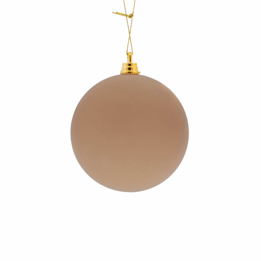 Yılbaşı Süsü Beige Kadife Top (10 CM)