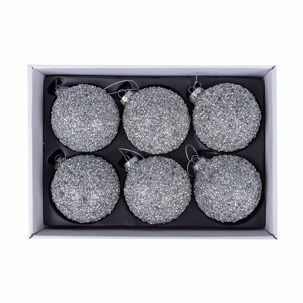 6 Lı Yılbaşı Süsü Cam Top (8 CM)