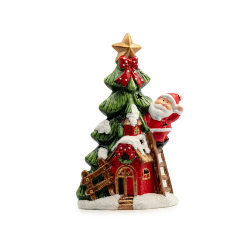 Yılbaşı Süsü Seramik Işıklı Ev (20 CM)