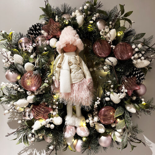 Pembe kızlı Kapı Çelengi (60 CM)