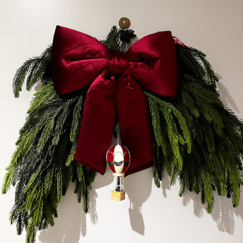 Bordo Kurdeleli Kapı Çelengi (42 CM)