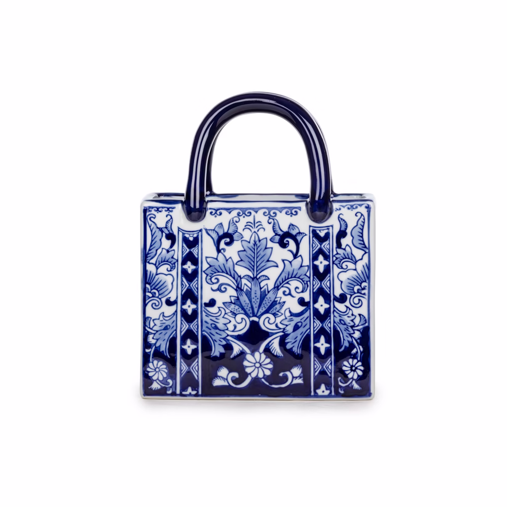Bleu Blanc Çanta Vazo (25 CM)