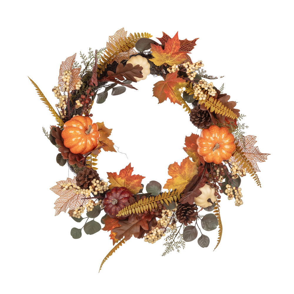 Yapay Karışık Meyveli Balkabağı Çelengi (61 CM) Yapay Karışık Meyveli Balkabağı Çelengi (61 CM)