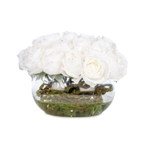 Jelli Islak Dokulu Açmış Beyaz Gül Aranjman (18 CM)