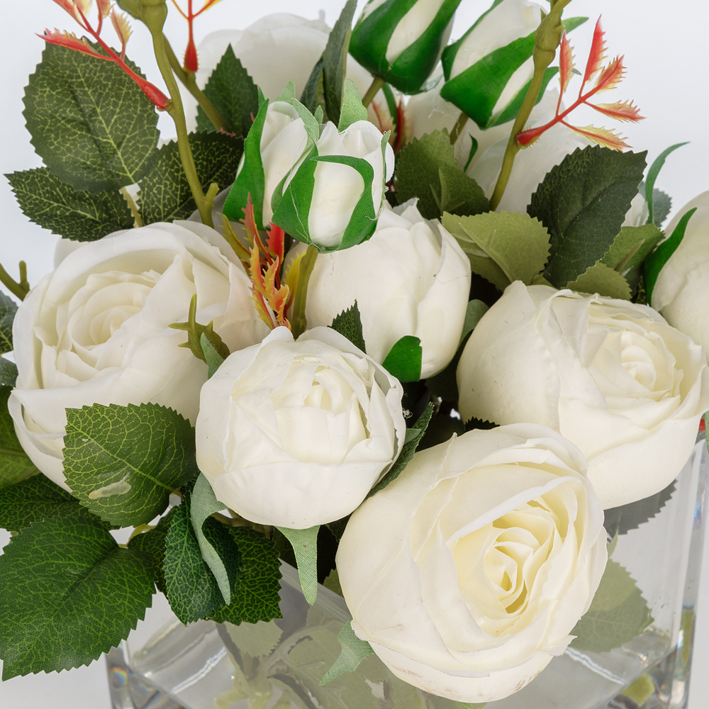 Jelli Islak Dokulu Beyaz Top Gül Aranjman (20 CM) Jelli Islak Dokulu Beyaz Top Gül Aranjman (20 CM) - Görsel 2