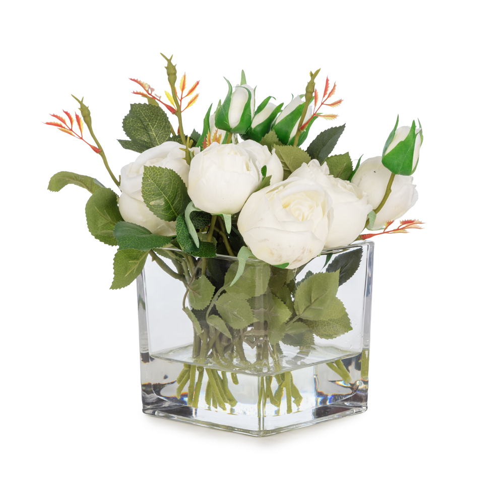 Jelli Islak Dokulu Beyaz Top Gül Aranjman (20 CM) Jelli Islak Dokulu Beyaz Top Gül Aranjman (20 CM)