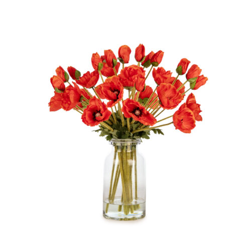 Jelli Cam Vazoda Orange Gelincik Aranjman (50 CM) Jelli Cam Vazoda Orange Gelincik Aranjman (50 CM)