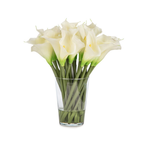 Jelli Islak Dokulu Cam Vazoda Beyaz Gala Aranjman (35 CM)