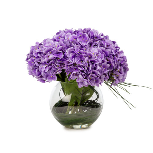 Akvaryum Camda Jelli Islak Dokulu Mor Ortanca Aranjman (30 CM)