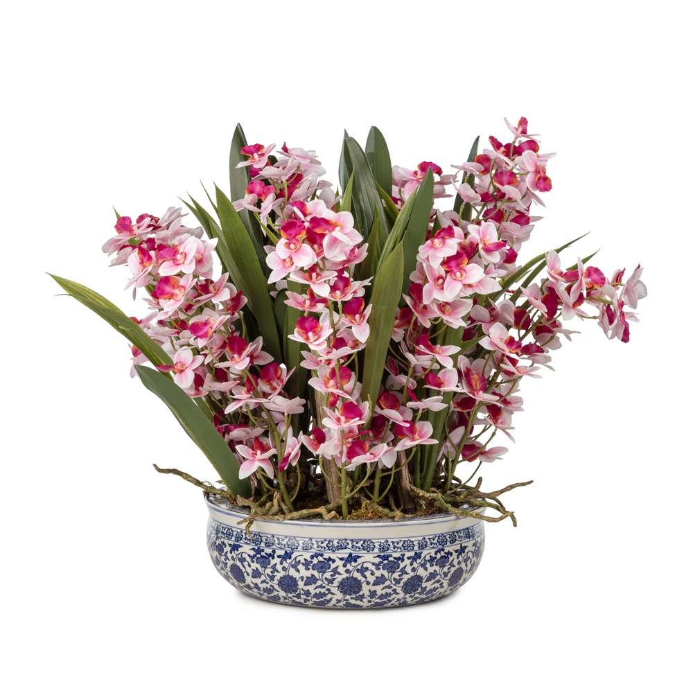 Bleu Blanc Vazo Islak Dokulu Pembe Orkide Aranjman (50 CM) Bleu Blanc Vazo Islak Dokulu Pembe Orkide Aranjman (50 CM)