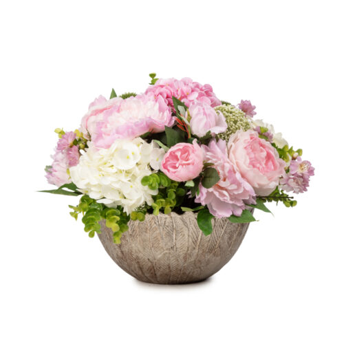 Metal Vazo Ortanca Şakayık Karışık Aranjman (30 CM)