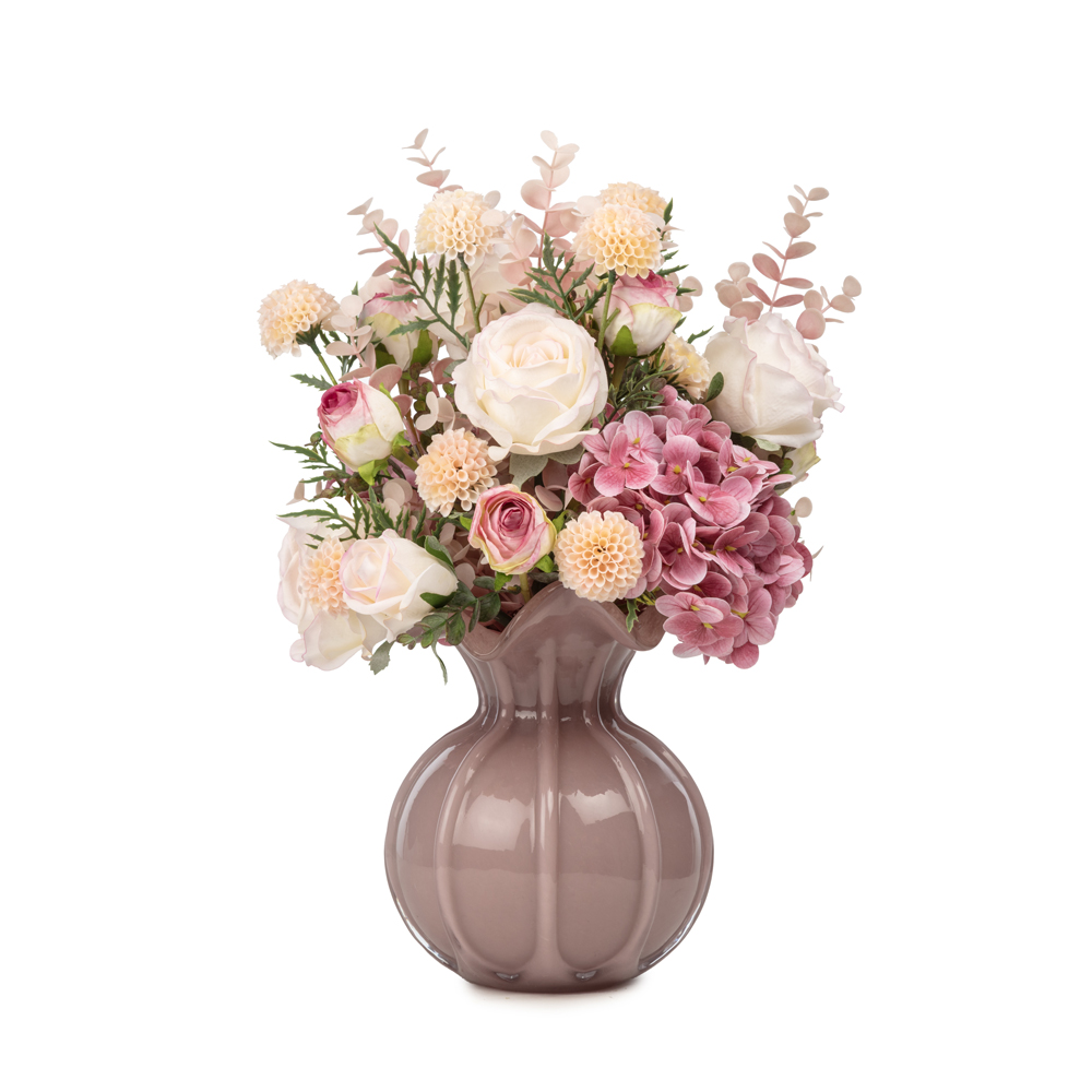 Cam Vazo Güllü Ortanca Karışık Aranjman (45 CM) Cam Vazo Güllü Ortanca Karışık Aranjman (45 CM)