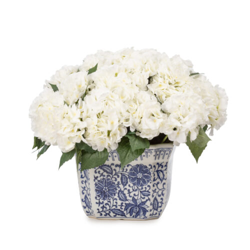 Bleu Blanc Vazo Ortanca Aranjman (30 CM)
