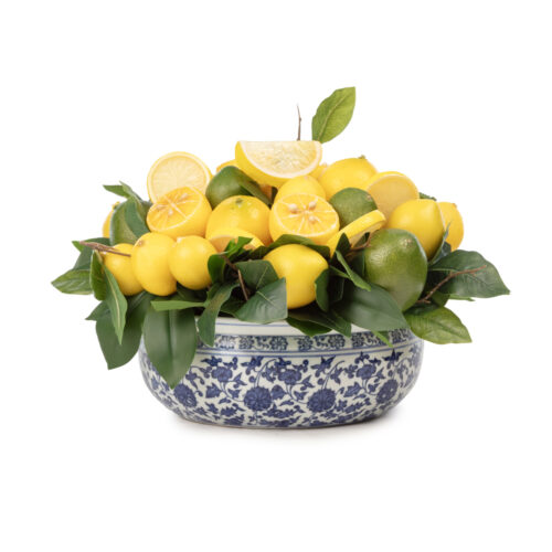 Bleu Blanc Vazo Limon Aranjman (20 CM)