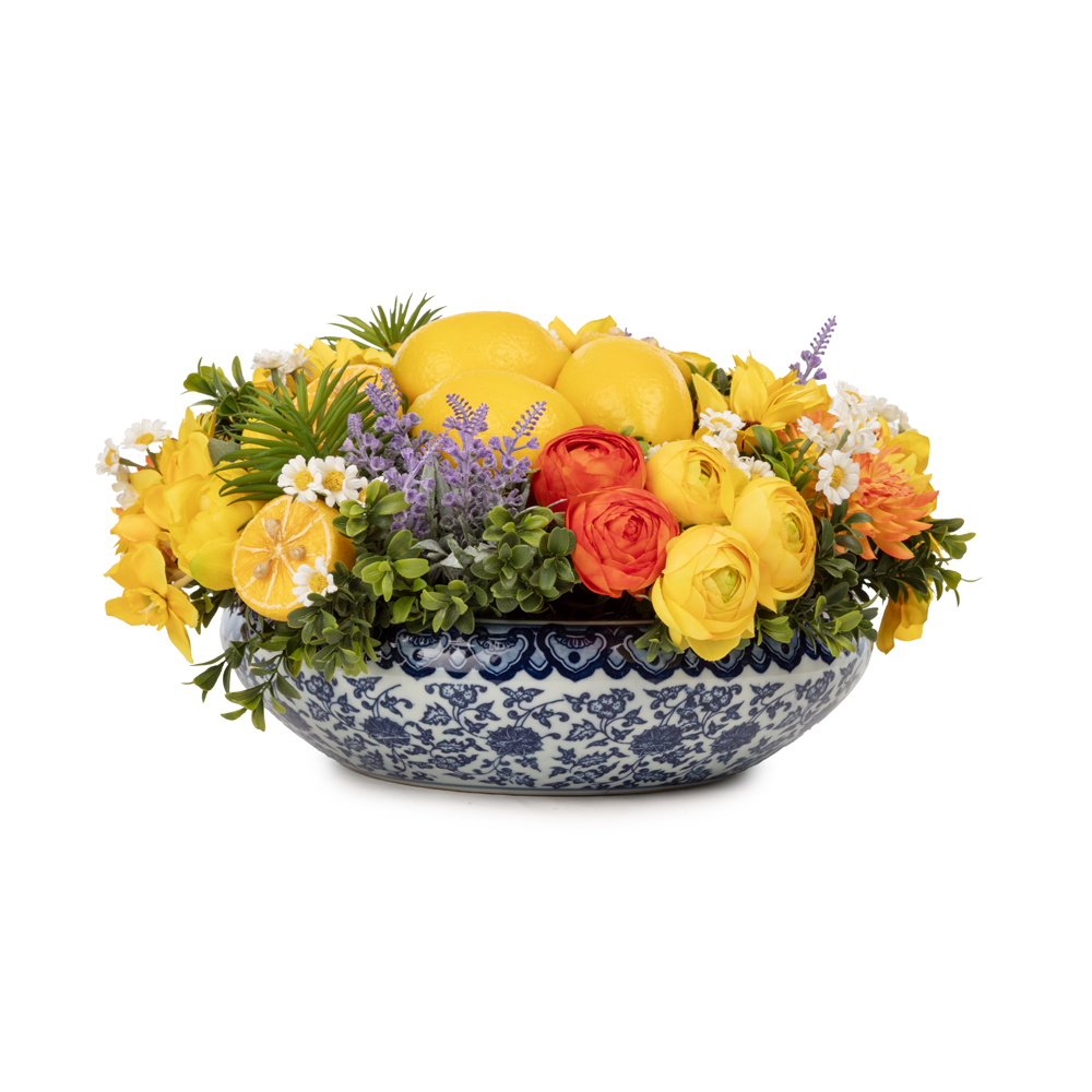 Bleu Blanc Vazo Karışık Limon Aranjman (16 CM) Bleu Blanc Vazo Karışık Limon Aranjman (16 CM)