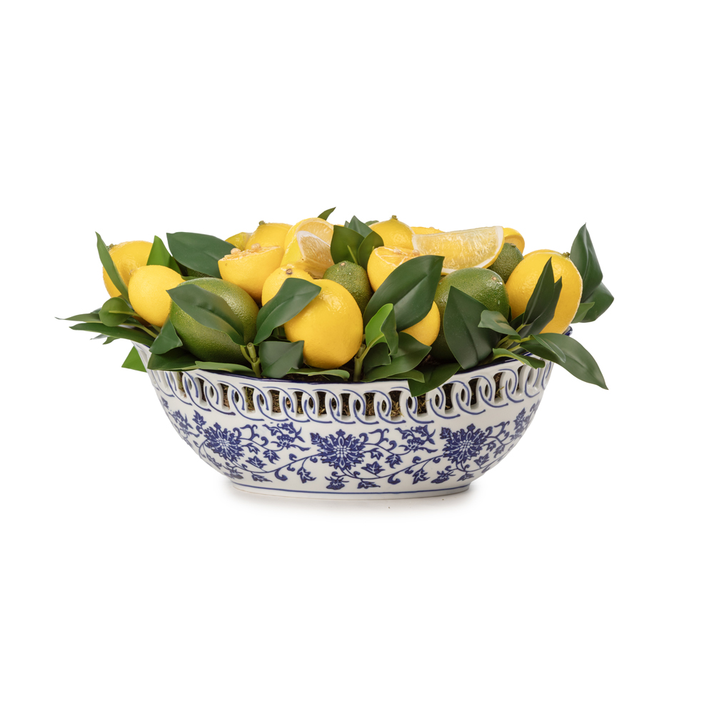 Bleu Blanc Vazo Limon Aranjman (20 CM) Bleu Blanc Vazo Limon Aranjman (20 CM)