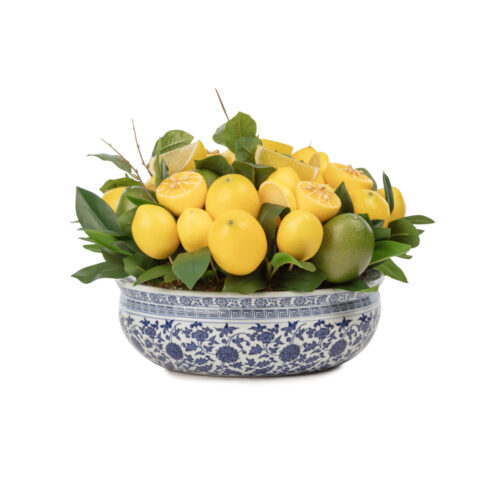 Bleu Blanc Vazo Limon Aranjman (20 CM)