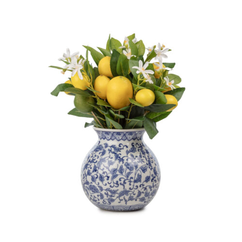 Bleu Blanc Vazo Limon Aranjman (40 CM)