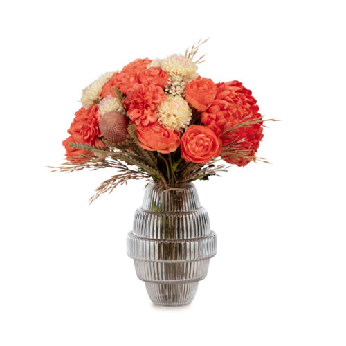 Cam Vazo Güllü Ortanca Karışık Aranjman (45 CM) Cam Vazoda Pembe Karışık Aranjman (35 CM)