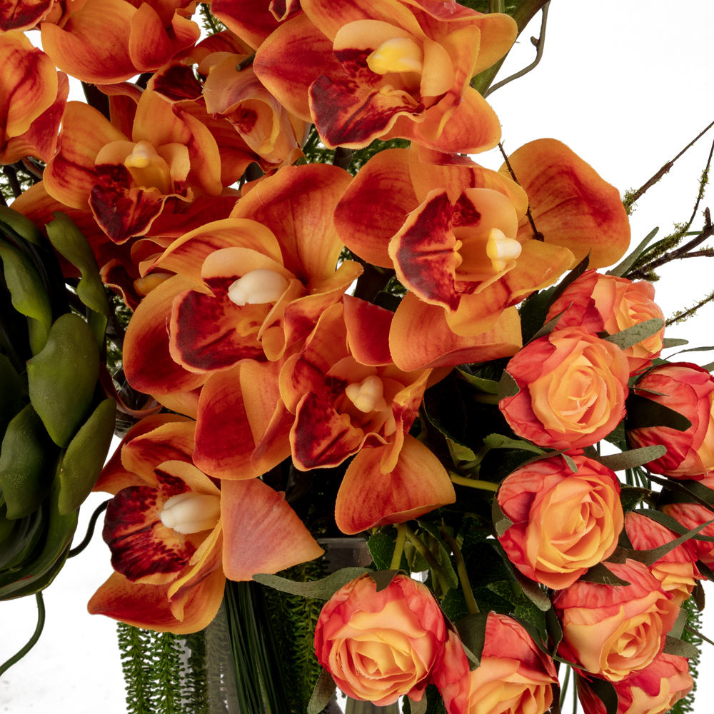 Jelli Uzun Cam Vazoda Turuncu Orkide Aranjman (70 CM) Jelli Uzun Cam Vazoda Turuncu Orkide Aranjman (70 CM) - Görsel 2