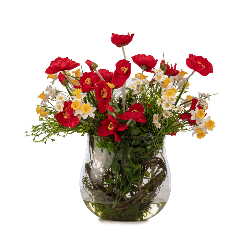 Jelli Cam Çanta Kırmızı Gelincik Aranjman (36 CM) Jelli Cam Çanta Kırmızı Gelincik Aranjman (36 CM)