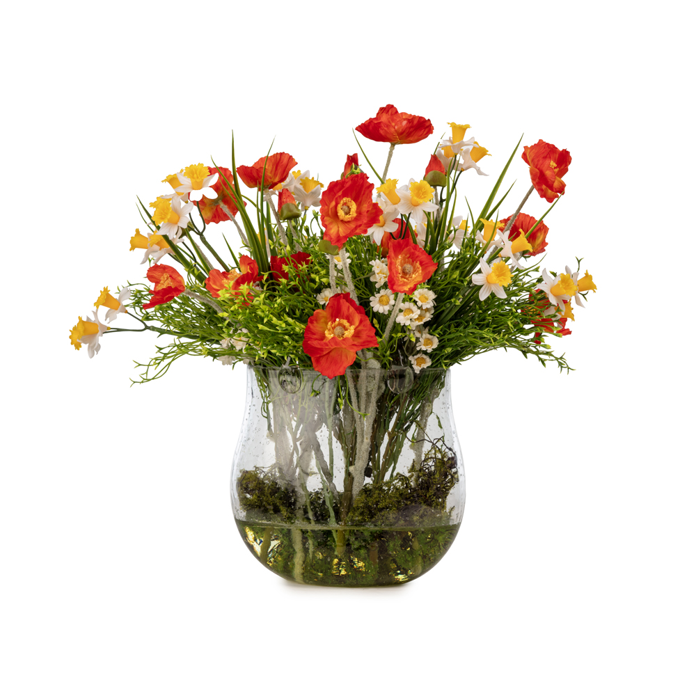 Jelli Cam Çanta Turuncu Gelincik Aranjman (36 CM) Jelli Cam Çanta Turuncu Gelincik Aranjman (36 CM)