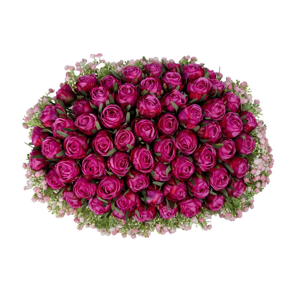 Metal Vazoda Fuşya Gül Aranjman (46 CM) Metal Vazoda Fuşya Gül Aranjman (46 CM) - Görsel 2