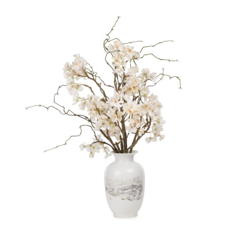 Bleu Blanc Vazoda Bahar Dalı Aranjman (60 CM)