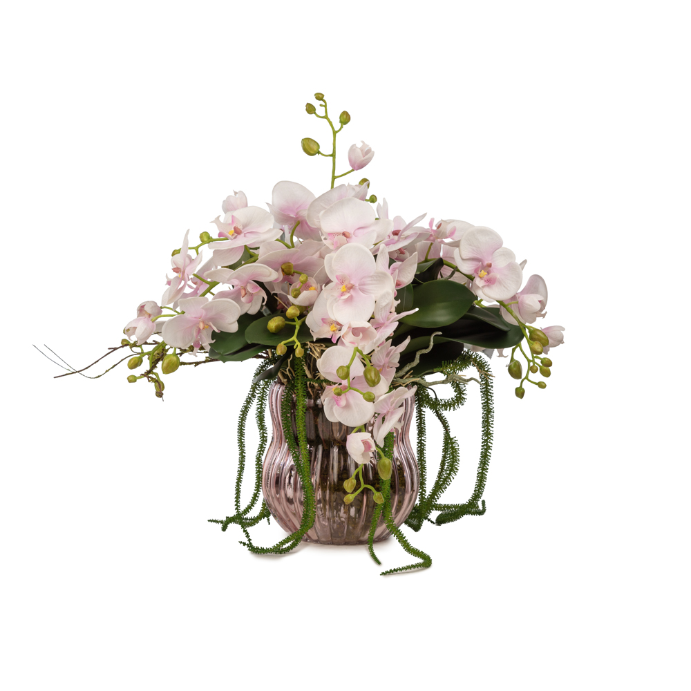 Jelli Cam Vazo Islak Dokulu Pembe Orkide Aranjman (60 CM) Jelli Cam Vazo Islak Dokulu Pembe Orkide Aranjman (60 CM)