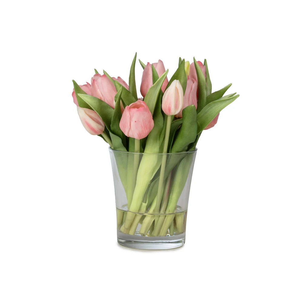 Küçük Cam Vazoda Islak Dokulu Jelli Pembe Lale Aranjman (23 CM) Küçük Cam Vazoda Islak Dokulu Jelli Pembe Lale Aranjman (23 CM)