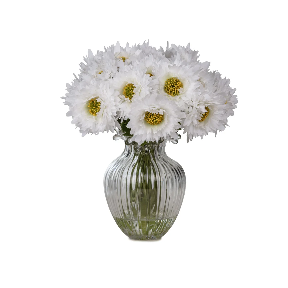 Cam Vazoda Islak Dokulu Jelli Beyaz Papatya Aranjman (30 CM) Cam Vazoda Islak Dokulu Jelli Beyaz Papatya Aranjman (30 CM)