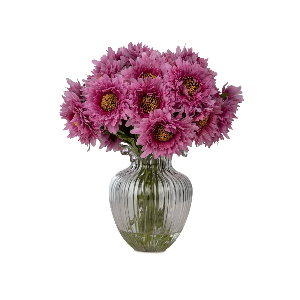 Cam Vazoda Islak Dokulu Jelli Pembe Papatya Aranjman (30 CM) Cam Vazoda Islak Dokulu Jelli Pembe Papatya Aranjman (30 CM)