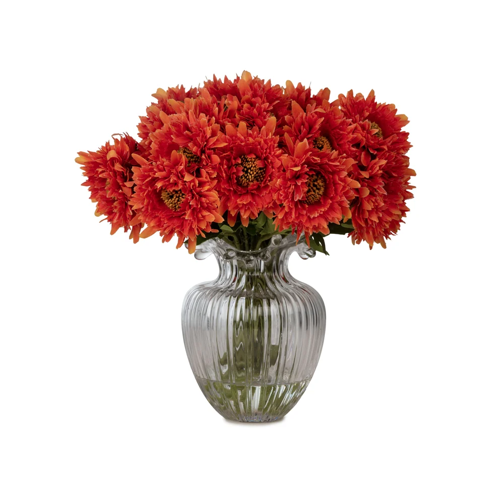 Cam Vazoda Islak Dokulu Jelli Turuncu Papatya Aranjman (30 CM) Cam Vazoda Islak Dokulu Jelli Turuncu Papatya Aranjman (30 CM)